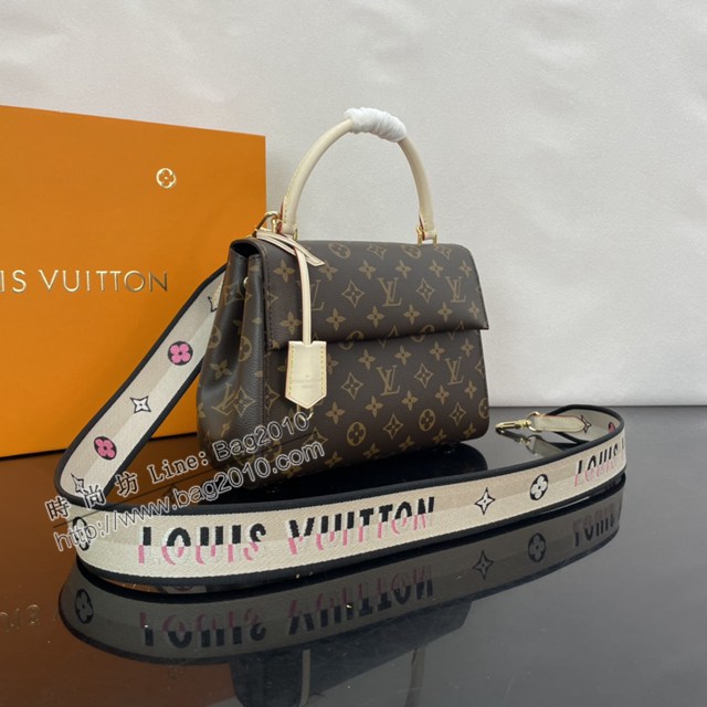 Lv路易威登2023專櫃新款CLUNY BB手袋 LV提花肩帶老花手提女包 M46054 ydh5016